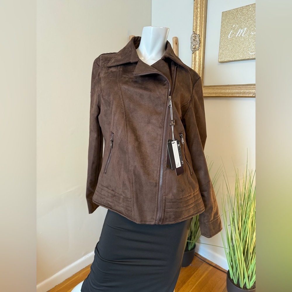 VG World Collection Size XL Women’s ‘Vegan Suede’ Brown Collar Coat Jacket Moto